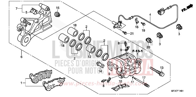 HINTERRAD-BREMSSATTEL (CBF1000A/T/S) von CBF1000 ABS CANDY XENON BLUE (PB324) von 2007